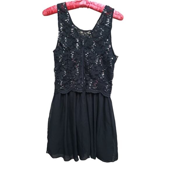 Speechless Black Lace Sequin Semi Formal Dress Size 7 - Picture 2 of 7